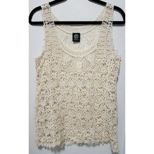 Bobeau Crochet Lace Overlay Top